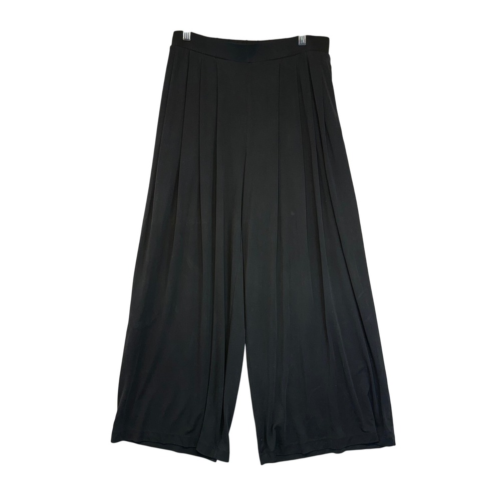 Calia Black Wide Leg Cropped‎ Pants Pleated Elastic Waist Lightweight Casual - Picture 2 of 12